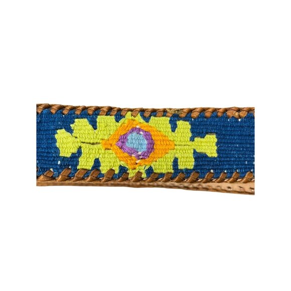 Handcrafted La Mansa Petroleum Blue Ethnic Belt Embroidered US Size 40 - Picture 5 of 5